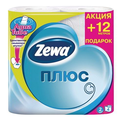 Туалетная бумага Zewa Plus 4 рулона