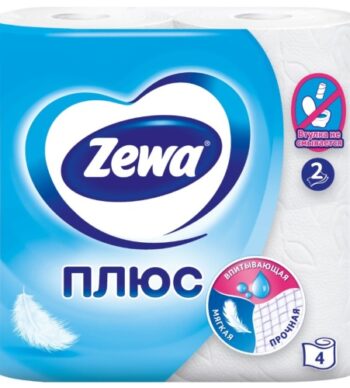 Туалетная бумага Zewa "Plus, 2-х слойная", 4 шт