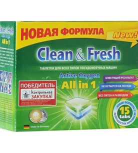 Таблетки для посудомоечных машин Clean & Fresh Active Oxygen