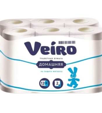 Туалетная бумага Veiro "2х-слойная, домашняя, белая", 12 шт
