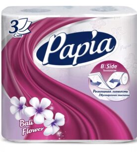 Туалетная бумага Papia "3х-слойная, Балийский цветок", 4 шт