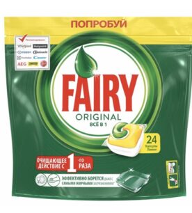 Таблетки для посудомоечных машин Fairy "All in 1, Лимон", 24 шт