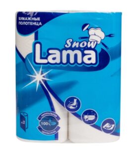 Бумажные полотенца Snow Lama "белые, 2-х слойные", 2 шт