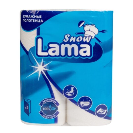 Бумажные полотенца Snow Lama "белые, 2-х слойные", 2 шт
