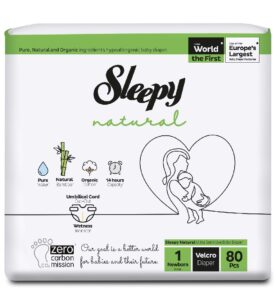 Подгузники Sleepy Natural Double Jumbo Pack Newborn 80 шт, р. 1 (2-5кг)