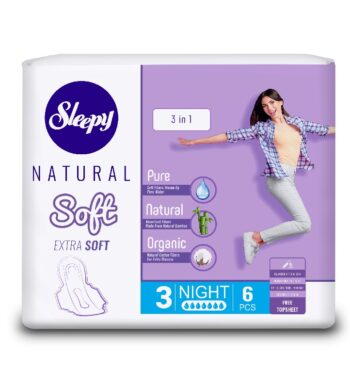 Прокладки Sleepy Natural Soft, (классик), 6 шт, Ночные