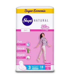 Прокладки Sleepy Natural Slim, (ультра тонкие), Duo, 18 шт, Ночные