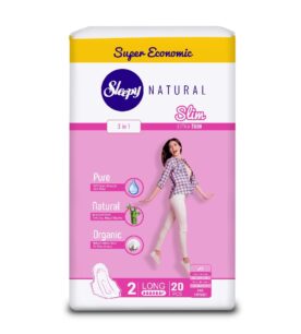 Прокладки Sleepy Natural Slim, (ультра тонкие), Duo, 20 шт, Супер (Long)