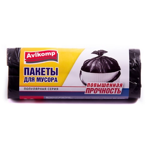 Мешки для мусора Avikomp "Повышенной прочности, черные, 9мкм", 30 л, 20 шт