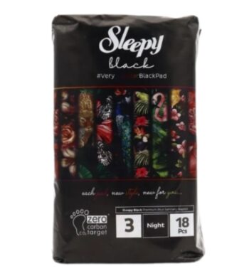 Прокладки Sleepy Black 18 шт, ночные, длинные, гипоаллергенные